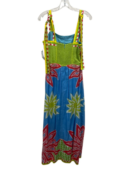 Anna Cate Size S Blue, Green, Red, Yellow Viscose & Cotton Tie Strap Dress Blue, Green, Red, Yellow / S