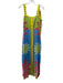 Anna Cate Size S Blue, Green, Red, Yellow Viscose & Cotton Tie Strap Dress Blue, Green, Red, Yellow / S