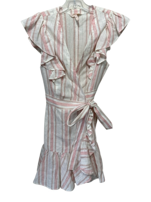Rebecca Taylor Size S / 6 White & Red Linen Striped Flutter Cap Sleeve Dress White & Red / S / 6