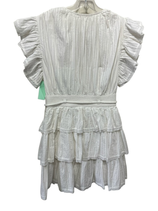 Ulla Johnson Size s / 4 White Cotton Flutter Cap sleeve Pleated Belted Dress White / s / 4