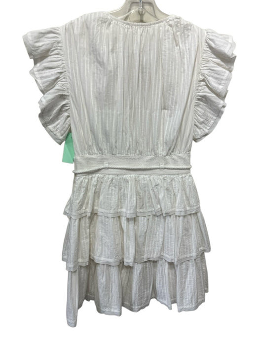 Ulla Johnson Size s / 4 White Cotton Flutter Cap sleeve Pleated Belted Dress White / s / 4