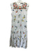 Zara Size S White & Multi Cotton Embroidered Flowers Ruffle Trim Tiered Dress White & Multi / S