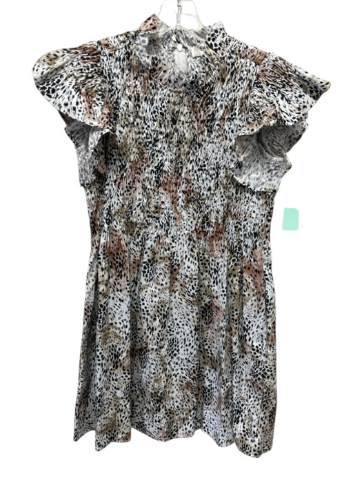 Sea New York Size XS White, Black & Brown Cotton Animal Print Smocked Dress White, Black & Brown / XS