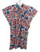 Victoria Dunn Size S White, Red & Blue Cotton Cap Sleeve Floral & Leaf Print Top White, Red & Blue / S