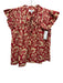 Sea New York Size S Red & Beige Cotton Flutter Cap sleeve Pleat Detail Top Red & Beige / S