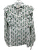 SLV Size Est S White & Green Cotton Long Sleeve Lace Trim Mushroom Top White & Green / Est S