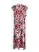 Sea New York Size M Pink, Green, Red Silk Shirred Floral high neck Midi Dress Pink, Green, Red / M
