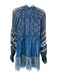 Hemant & Nandita Size S Blue & White Viscose Long Sleeve Geometric Pom Pom Dress Blue & White / S