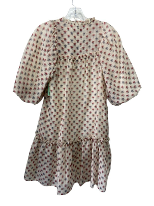 Sea New York Size XS Beige, Red, Black Wool Blend Flowers Gathered Hem Dress Beige, Red, Black / XS