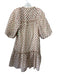Sea New York Size XS Beige, Red, Black Wool Blend Flowers Gathered Hem Dress Beige, Red, Black / XS