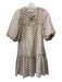 Sea New York Size XS Beige, Red, Black Wool Blend Flowers Gathered Hem Dress Beige, Red, Black / XS