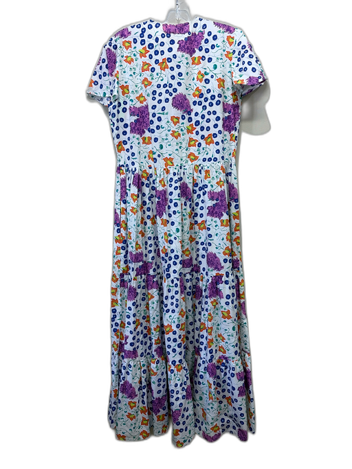 Oliphant Size S White, Purple, Multi Cotton painted floral Maxi Dress White, Purple, Multi / S