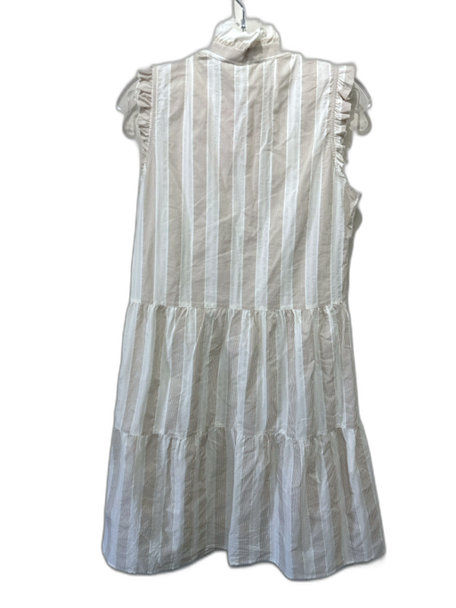 0039 Italy Size XS Cream & Tan Cotton Blend Ruffle Trim Stripe high neck Dress Cream & Tan / XS