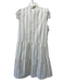 0039 Italy Size XS Cream & Tan Cotton Blend Ruffle Trim Stripe high neck Dress Cream & Tan / XS