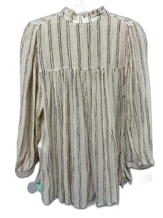 sessun Size S Beige & Brown Viscose Blend Metallic Thread Stripe Button Down Top Beige & Brown / S