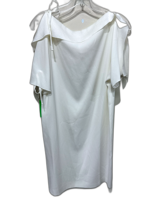 Escada Size 34 White Short Sleeve Wide Neck Dress White / 34