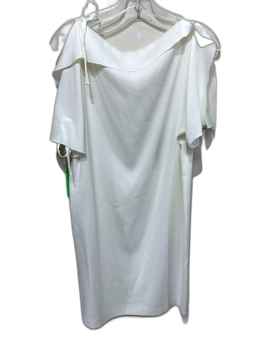 Escada Size 34 White Short Sleeve Wide Neck Dress White / 34