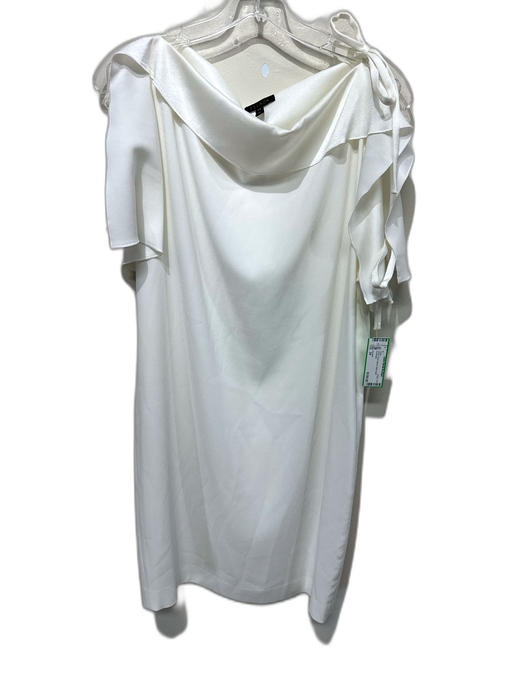 Escada Size 34 White Short Sleeve Wide Neck Dress White / 34
