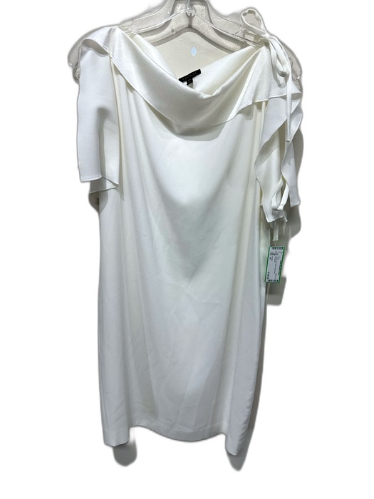 Escada Size 34 White Short Sleeve Wide Neck Dress White / 34