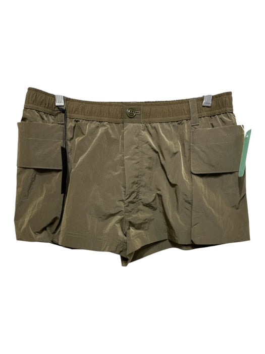 R13 Size L Olive Green Nylon Elastic Waist Pocket Athletic Shorts Olive Green / L