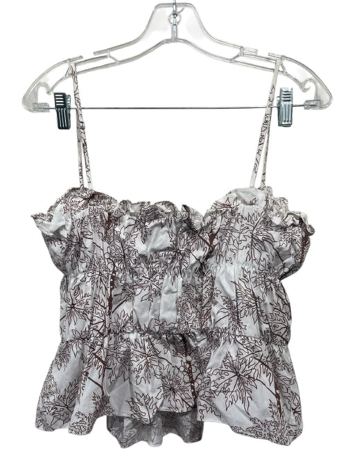 Coco Shop Size XL White & Brown Cotton Back Zip Floral Maxi Crop Skirt Set White & Brown / XL
