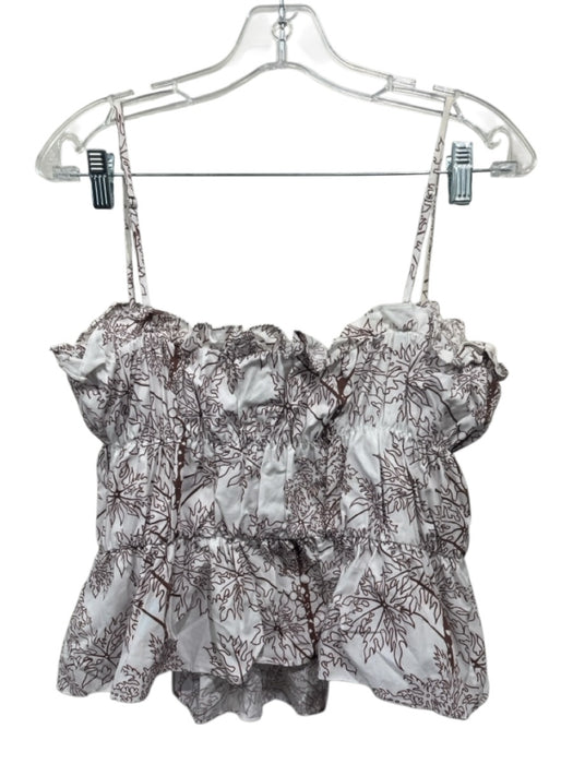 Coco Shop Size XL White & Brown Cotton Back Zip Floral Maxi Crop Skirt Set White & Brown / XL
