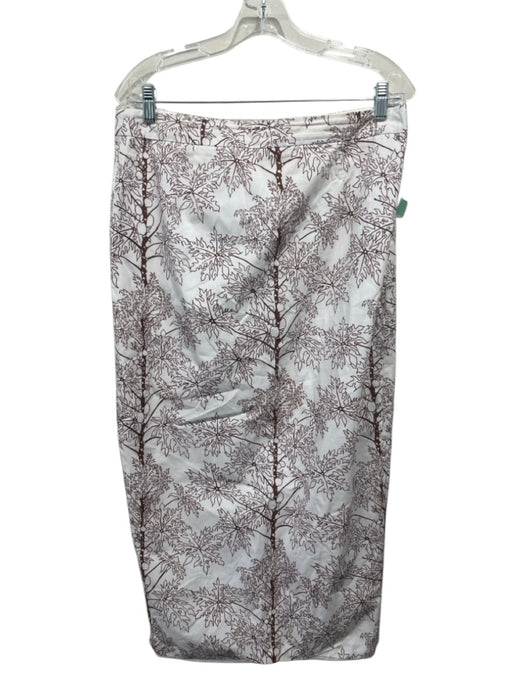 Coco Shop Size XL White & Brown Cotton Back Zip Floral Maxi Crop Skirt Set White & Brown / XL