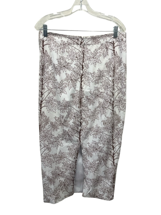 Coco Shop Size XL White & Brown Cotton Back Zip Floral Maxi Crop Skirt Set White & Brown / XL