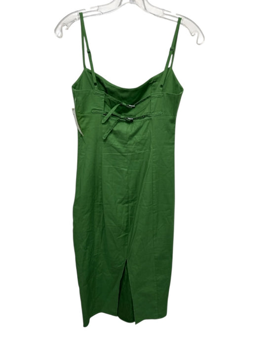 Reformation Size 0 Green Cotton Blend Spaghetti Strap Buckle Detail Dress Green / 0