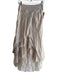 Tina Stephens Size Est Small Light Tan Silk Elastic Waist Tiered Raw Edge Skirt Light Tan / Est Small
