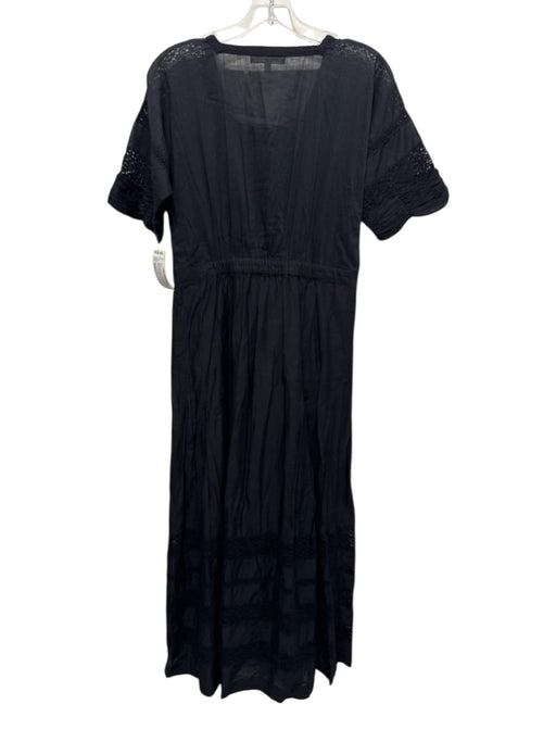 Love Shack Fancy Size Medium Black Cotton Blend Eyelet Detail Button Down Dress Black / Medium