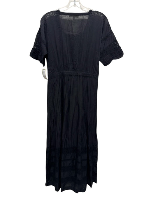 Love Shack Fancy Size Medium Black Cotton Blend Eyelet Detail Button Down Dress Black / Medium