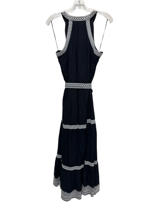Ecru Size Medium Black Cotton Blend White Trim Sash Inc Midi Dress Black / Medium