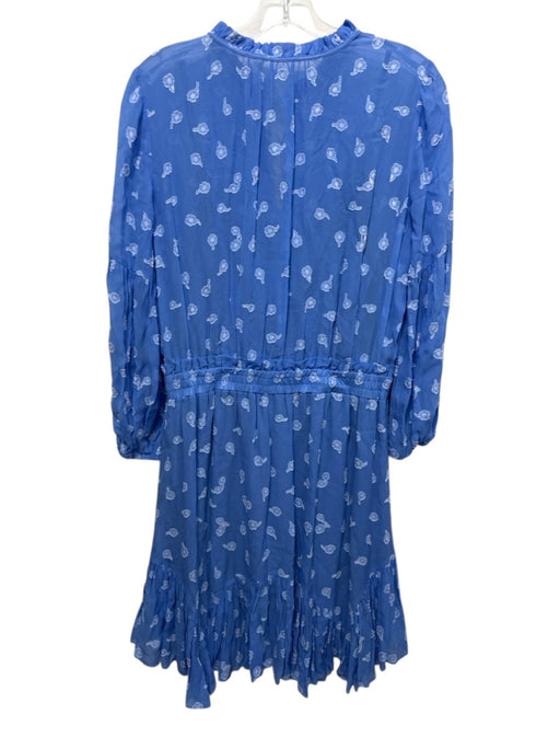 Shoshanna Size 8 Periwinkle Blue Viscose Blend Floral Long Sleeve Dress Periwinkle Blue / 8
