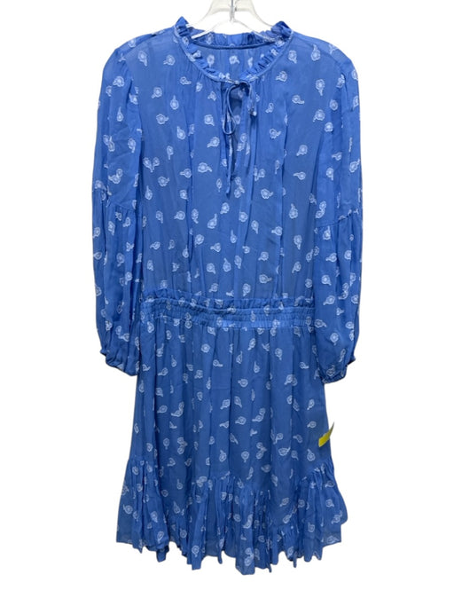 Shoshanna Size 8 Periwinkle Blue Viscose Blend Floral Long Sleeve Dress Periwinkle Blue / 8