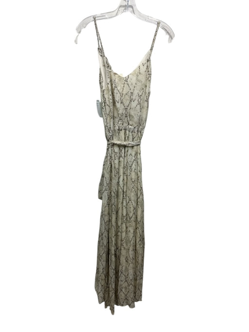 Ramy Brook Size S Cream Viscose Sleeveless V Neck Snake Print Dress Cream / S