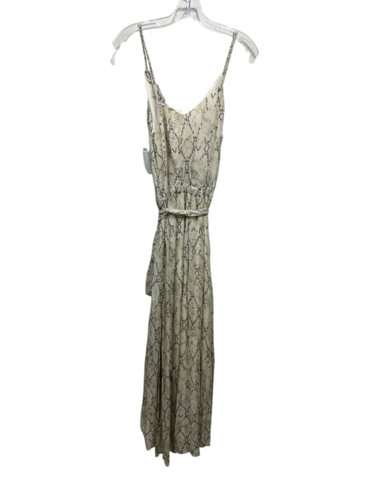 Ramy Brook Size S Cream Viscose Sleeveless V Neck Snake Print Dress Cream / S