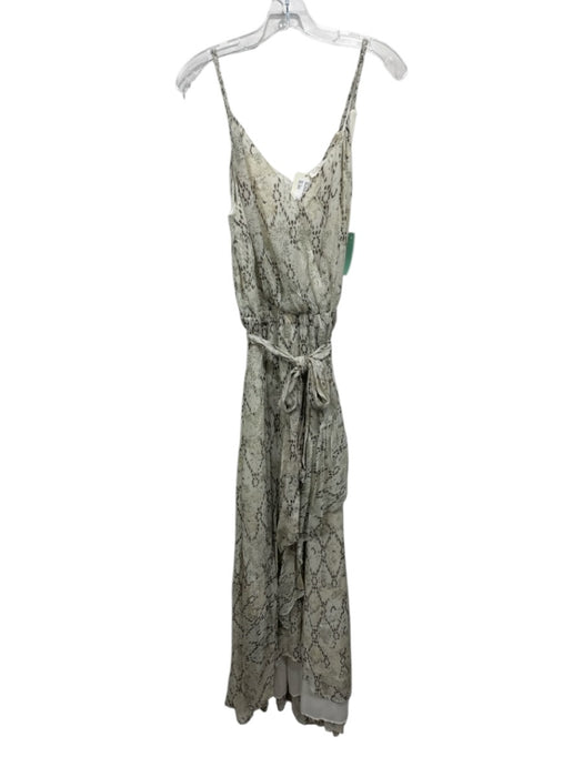 Ramy Brook Size S Cream Viscose Sleeveless V Neck Snake Print Dress Cream / S