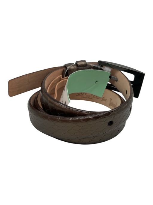 WCM Bronze brown Snake Skin Thin Gunmetal Hardware Belts Bronze brown / Small