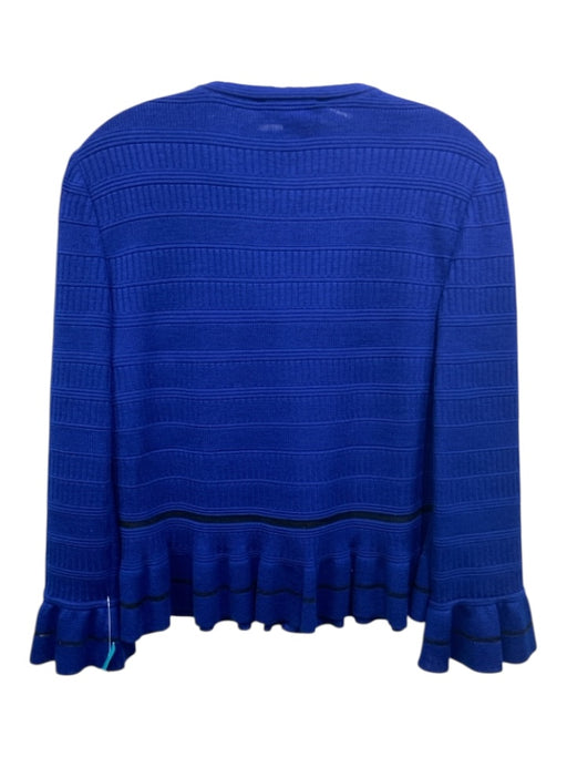 St. John Size Small Cobalt Blue & Black Wool Blend Textured Button Up Sweater Cobalt Blue & Black / Small