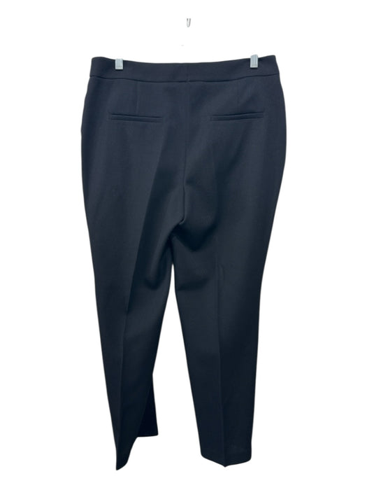 Akris Punto Size 8 Black Wool Blend Ribbed Mid Rise Zip & Hook Trouser Pants Black / 8