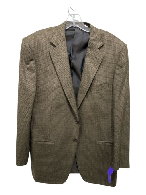 Zegna Tan & Brown Wool Blend Plaid 2 Button Men's Blazer Tan & Brown / 54