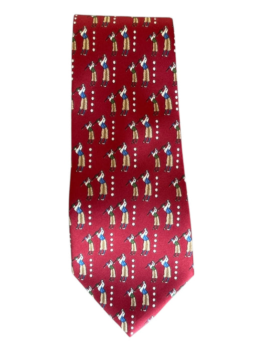 Ferragamo Red & Tan Silk Golfers Men's Ties Red & Tan