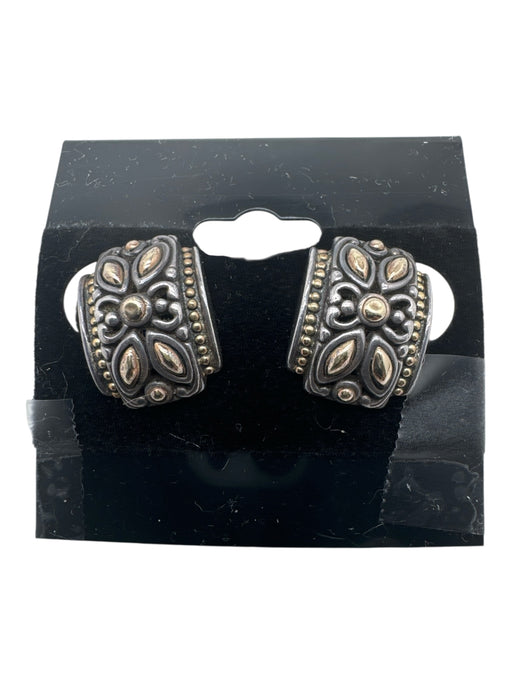 John Hardy Silver & Gold Sterling Silver 18K Gold Rectangle Post Back Earrings Silver & Gold