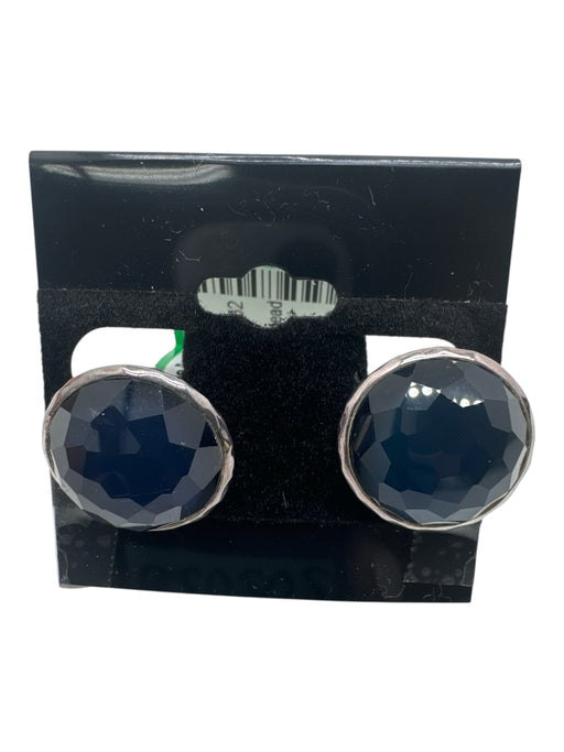 Ippolita Blue & Silver 925 Silver round Faceted Quartz Clip On Earrings Blue & Silver