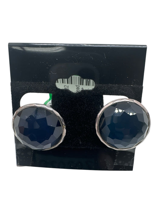Ippolita Blue & Silver 925 Silver round Faceted Quartz Clip On Earrings Blue & Silver