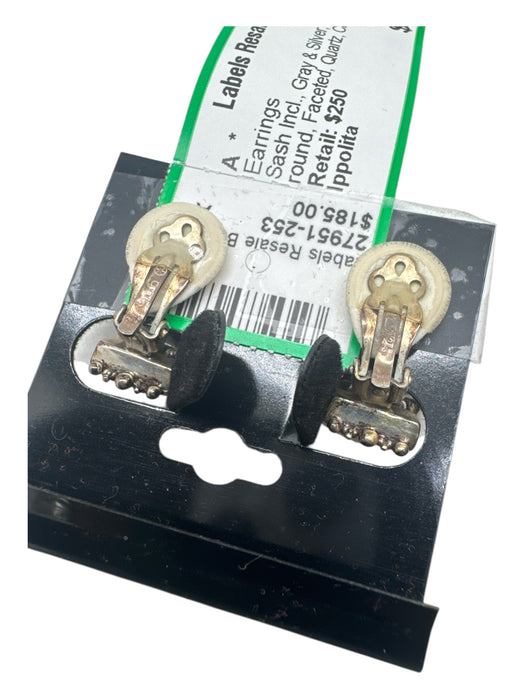 Ippolita Gray & Silver 925 Silver round Faceted Quartz Clip On Earrings Gray & Silver