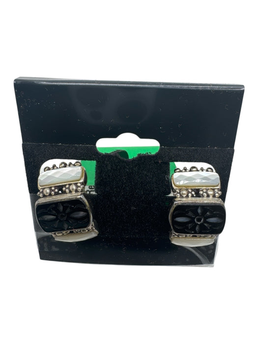 Ippolita Gray & Silver 925 Silver round Faceted Quartz Clip On Earrings Gray & Silver