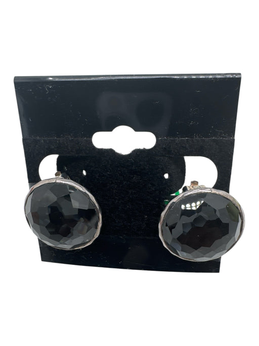 Stephen Dweck White, Black & Silver 925 Carved Onyx Faceted Clip On Earrings White, Black & Silver