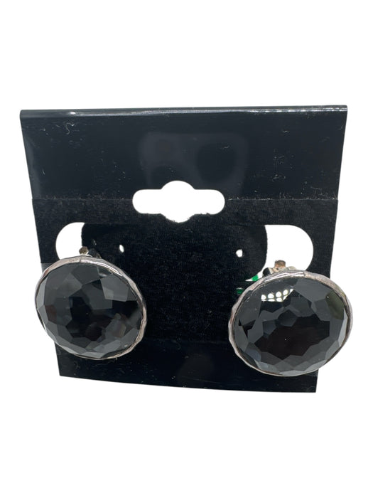 Stephen Dweck White, Black & Silver 925 Carved Onyx Faceted Clip On Earrings White, Black & Silver